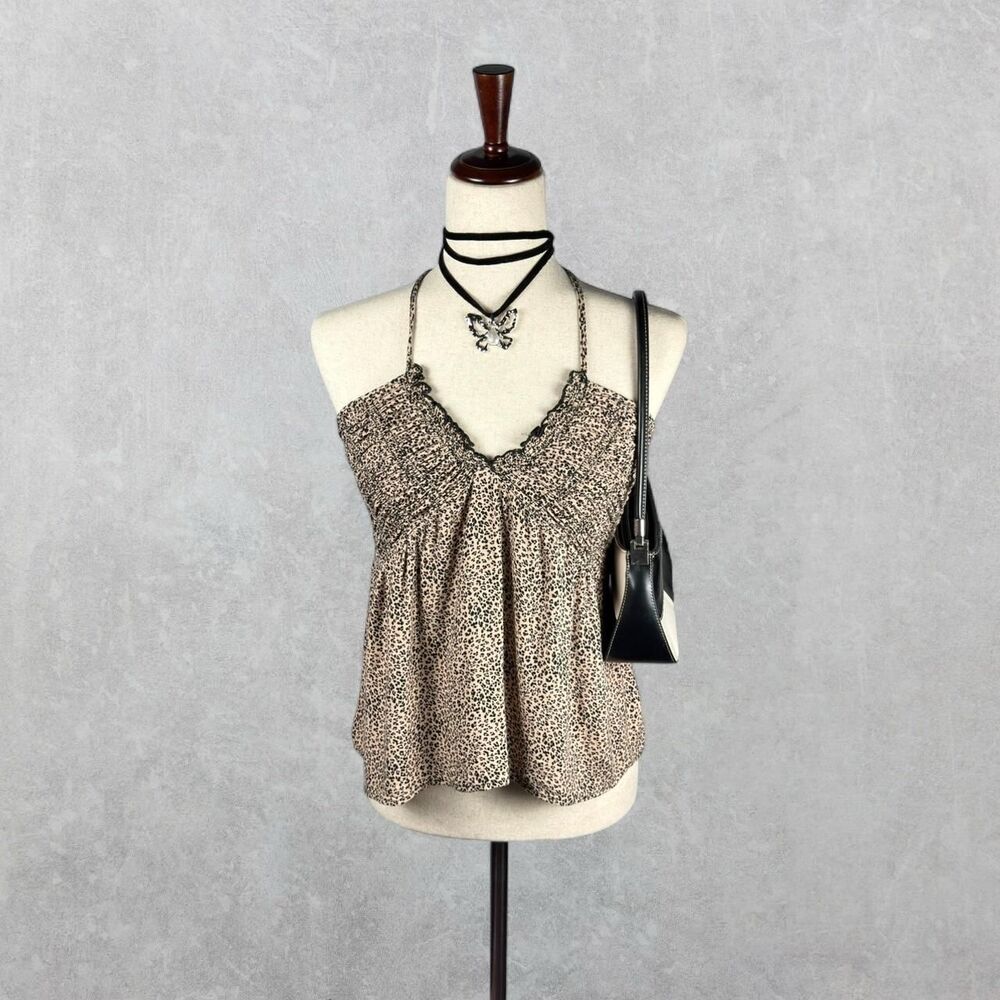 Brown Cropped Leopard Print Racer Back Cami